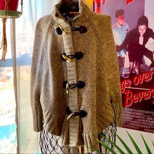 Michael Kors Full Zip Brown Button Poncho